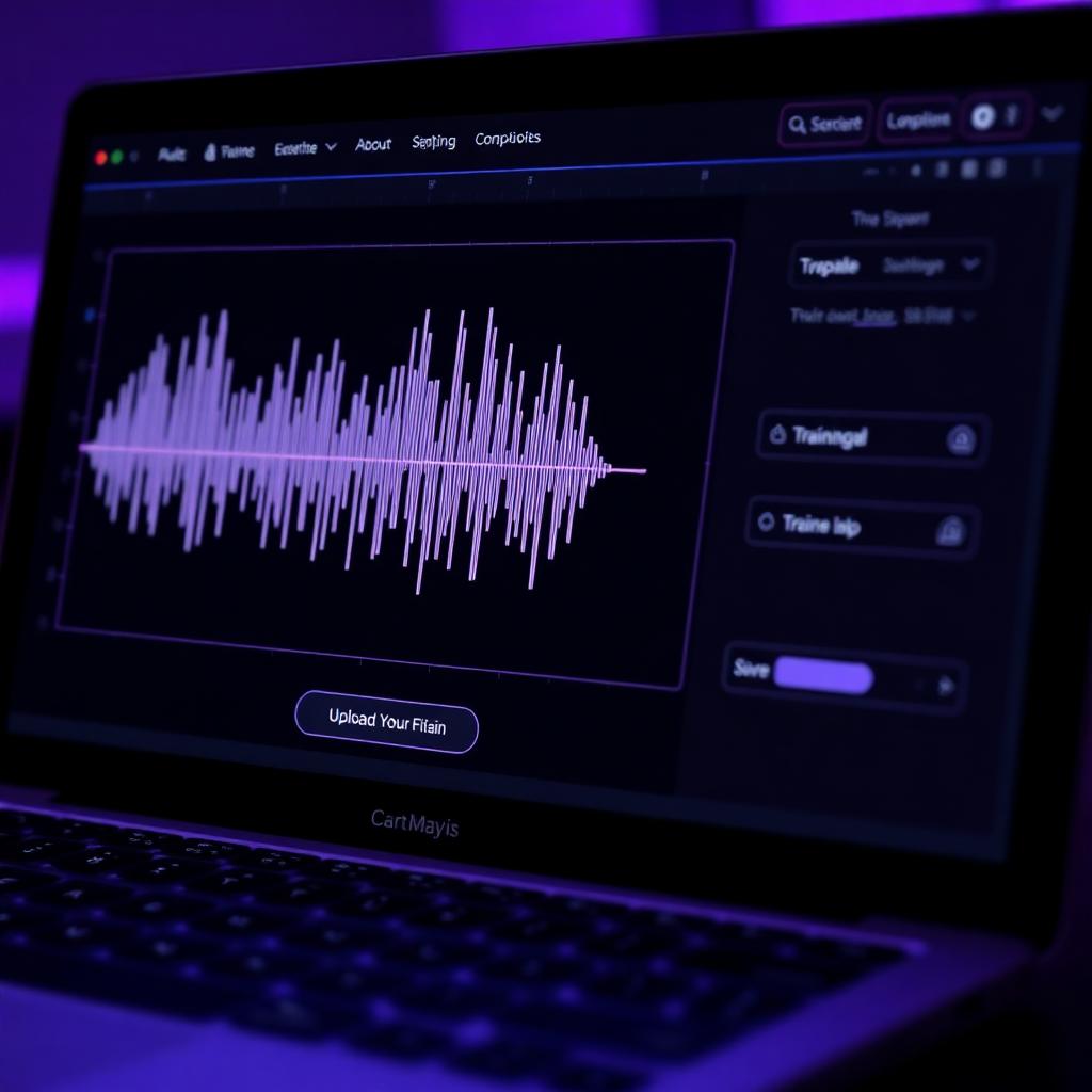 Dubbing AI Voice Clone interface with waveform preview and upload button.