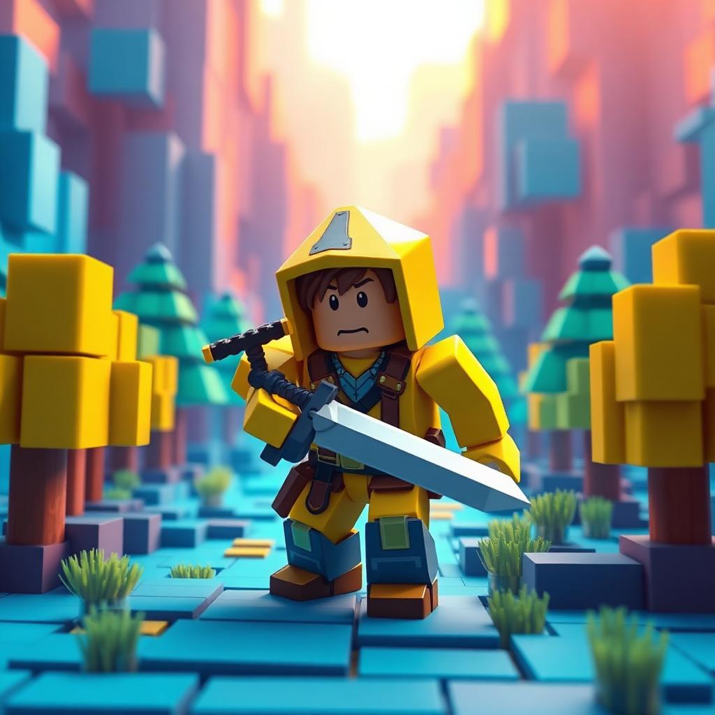 Block Tales Roblox voice changer transforming a blocky adventurer's voice in real-time
