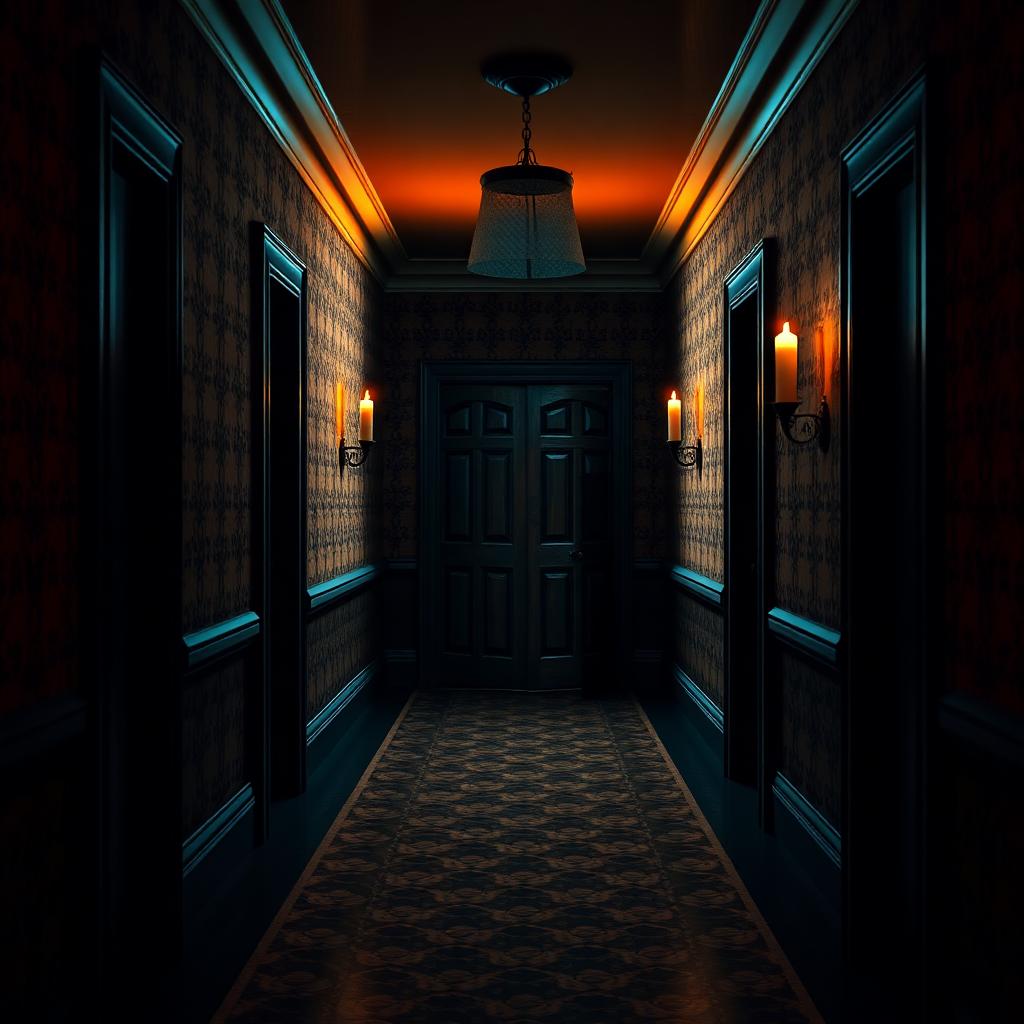 Doors Roblox voice changer in a dim hotel hallway with candlelight