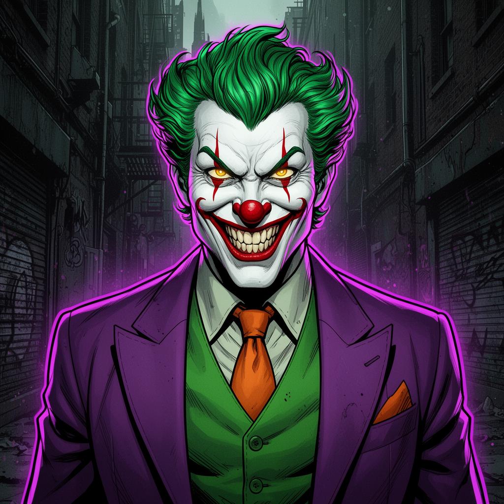 Joker voice changer preset - chaotic clown villain in purple suit with green hair